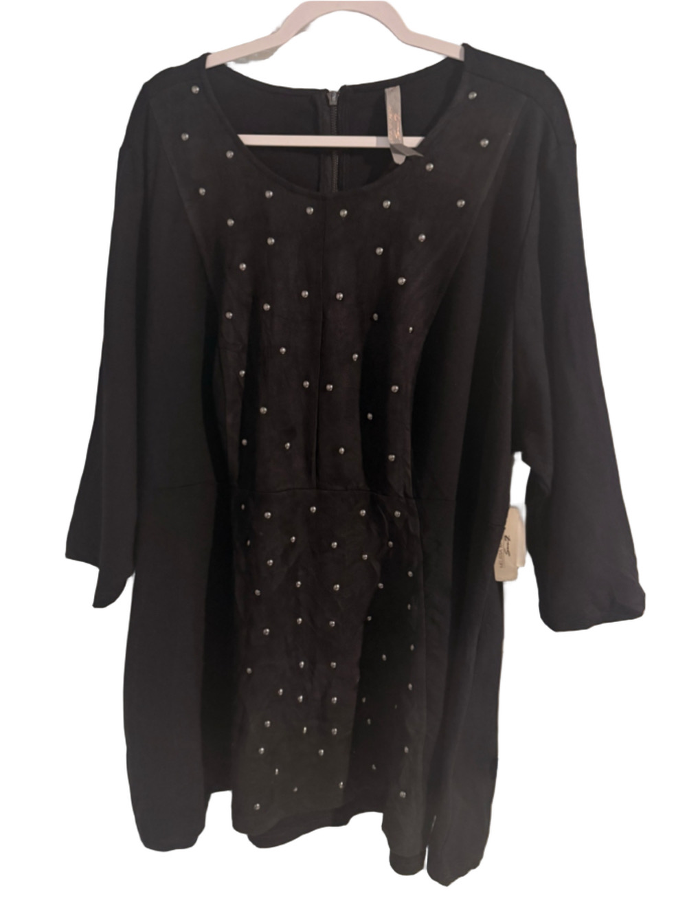 Melissa McCarthy Seven7 Trendy Plus Size Studded Peplum Top Black 3X NWT